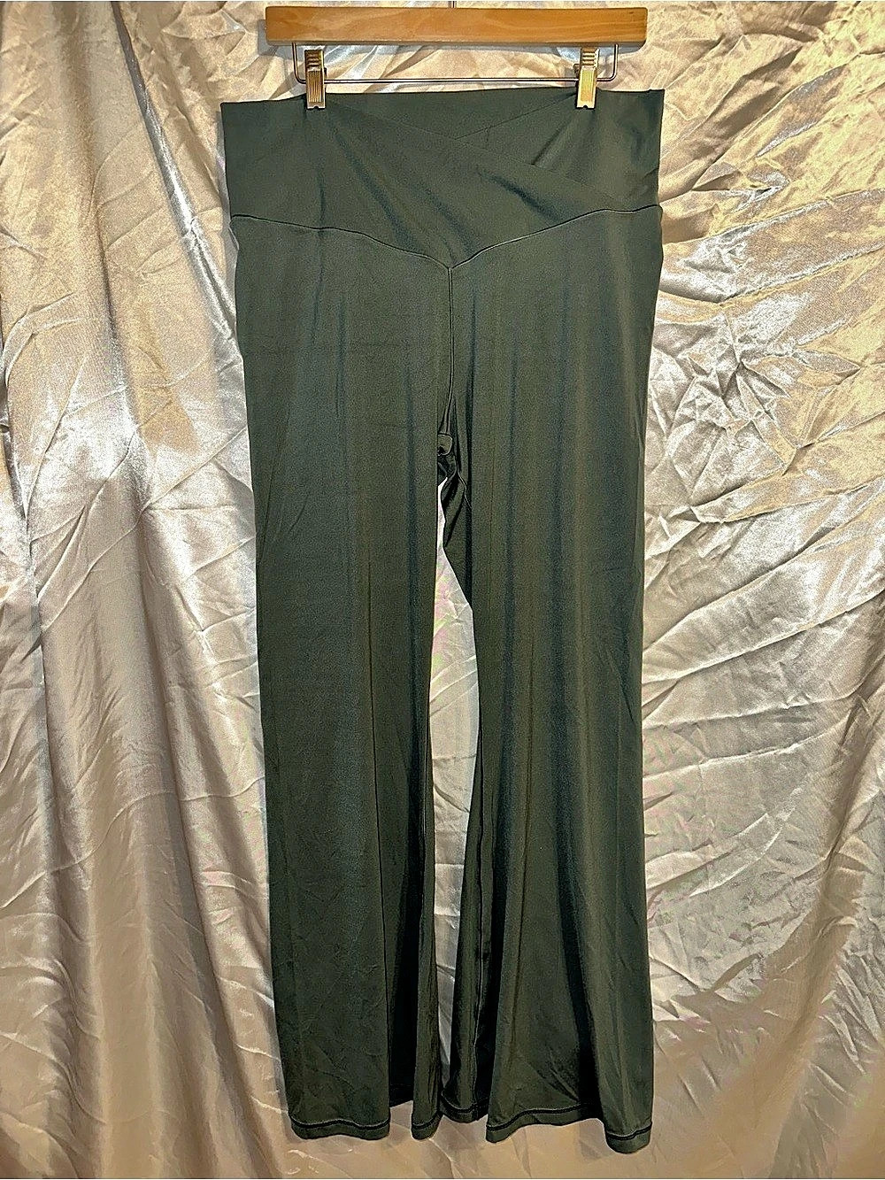 Green Offline by Aerie Real Me High Waisted Crossover Flare Legging